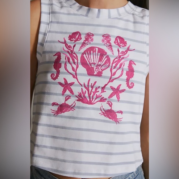 Anthropologie Maeve Striped Graphic Cropped Tank - Picture 7 of 7